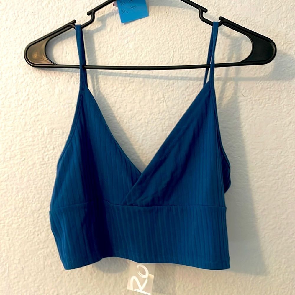 #74 Teal Textured Crop Top
